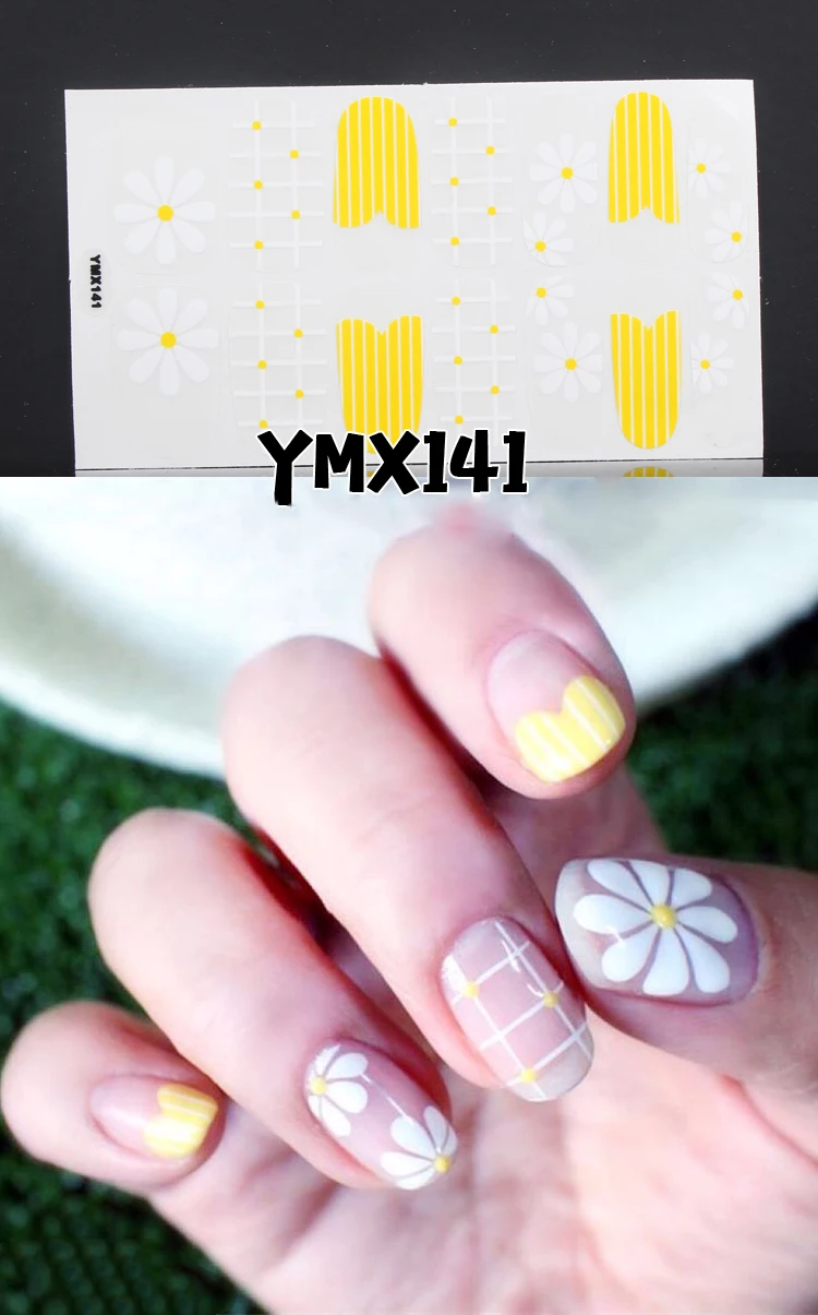 14 стикеров для нейл-арта, Цветная Клейкая наклейка, сделай сам, маникюрный Сияющий лак для ногтей с блестками, полоски, обертывания, аксессуары для женщин - Цвет: YMX141