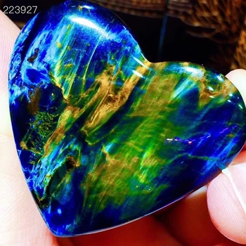 

Genuine Natural Blue Pietersite Chatoyant Heart Love Pendant 35.2x38.8x9.4mm Namibia Women Men Cat Eye Fashion Jewelry AAAAAA