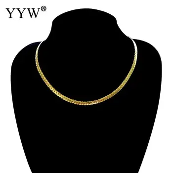 

2strands/Lot 18-30inch Zinc Alloy Cuban Chain Necklace Flat Box Chains Women Men Link Curb Chain Gift Jewelry Length Customized