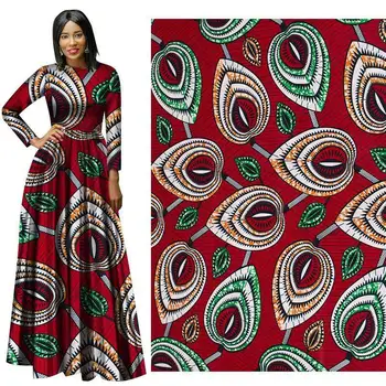 

Red Ankara Real Wax Cloth Fabric For Sewing Wedding Party Dress 2020 High quality African Nigerian Veritable Print Wax Fabric