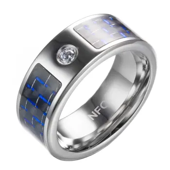 

Function Performing Wearable Phone App Lock Screen Unlocking Blue Carbon Fiber Smart Ring Data Sharing NFC For Windows