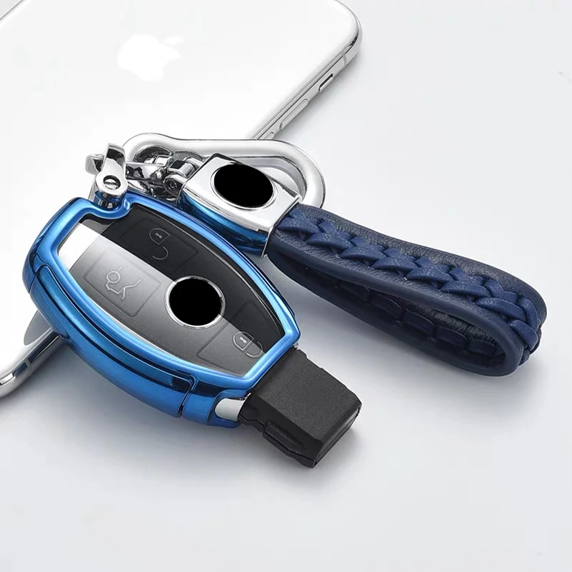 1Pcs Car TPU Remote Smart Key Cover Fob Case with Keychain Keyring Fit For Mercedes Benz CLA GLK C180 C200