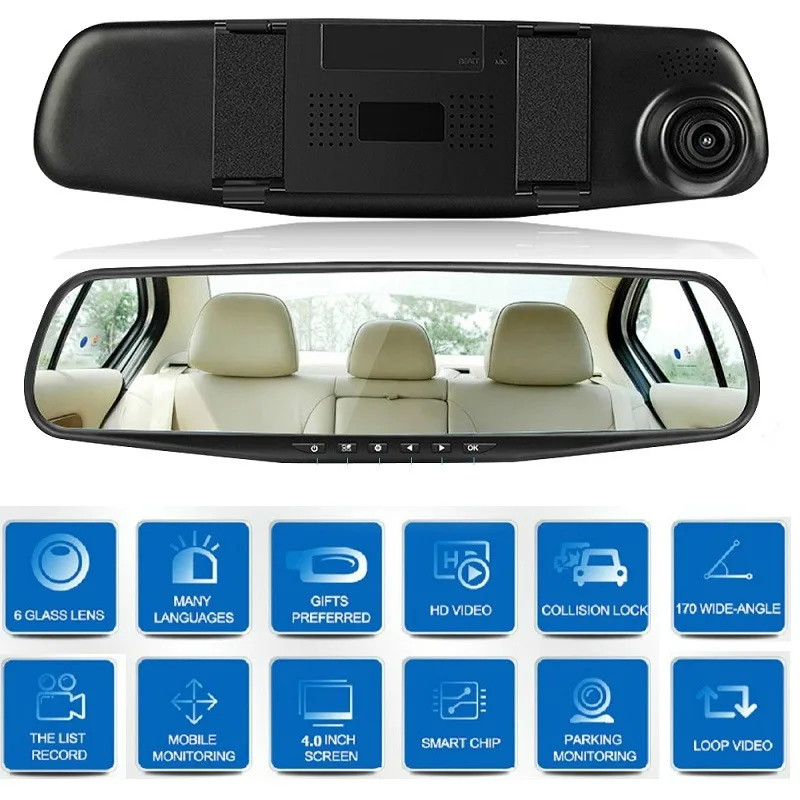 

Dash Cam Mirror Car Dvr Mirror Dual Dash Camera Dual Cameras Mirror Dashcam Full HD Dashcamera In Car Video Camera Car Dvrs