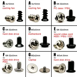 Phillips Head Screw Bolt Set for Computer and Electronics Repair - 25 Pieces (Black)