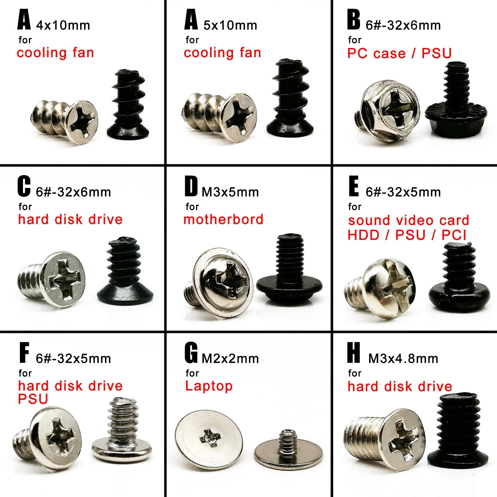 25pc Phillips Head Screw Bolt For Computer Pc Case Hard Disk Drive