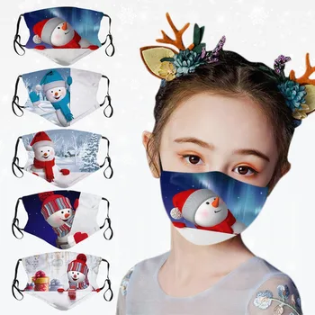 

1PC Christmas Children face mask Cartoon Printed Reusable Washable Outdoor Breathable mascarilla lavable masque tissu Face Mask