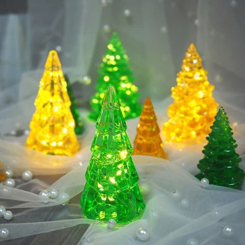 

3D Christmas Tree Silicone Epoxy Resin Mold Multi Colored Fairy Night Lights LED Vase Base Light Christmas Tree DIY Mold