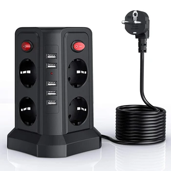 

8 AC Power Sockets 5 USB Multi Socket 5M Power Strip Surge Protection Short Circuit Protection Socket Tower Power Distributor