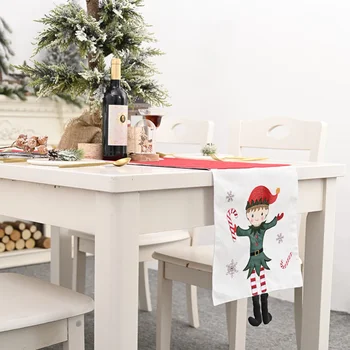

1Pc Tablecloth Elf Pattern Practical Funny Adorable Table Cloth Table Cover Table Runner for Home