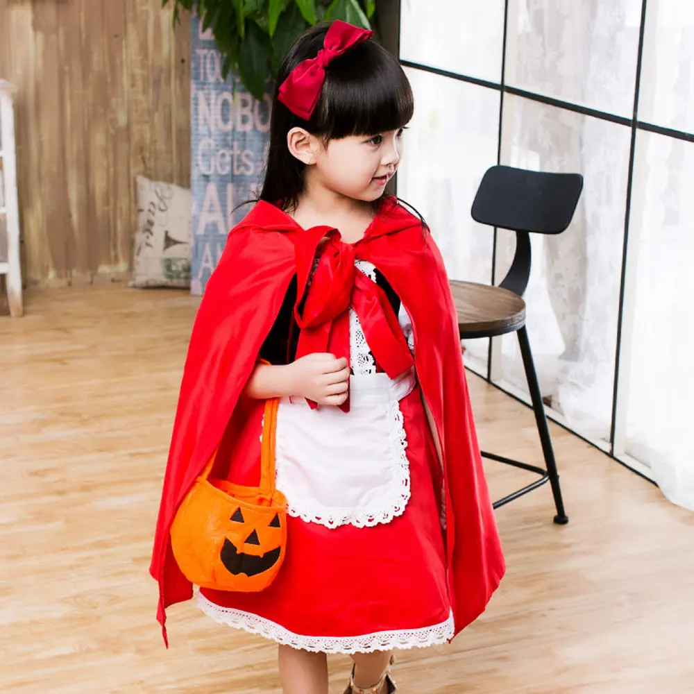 Новинка; костюм для девочек на Хэллоуин; красное платье с короткими рукавами для дня рождения для девочек; Детский Рождественский комплект одежды из 4 предметов для девочек