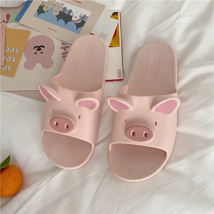 2020 New Men/ Women Cartoon Pig Slippers Female Summer Couple Cute Home Indoor Bath Non-slip Bath Room Sandals And Slippers