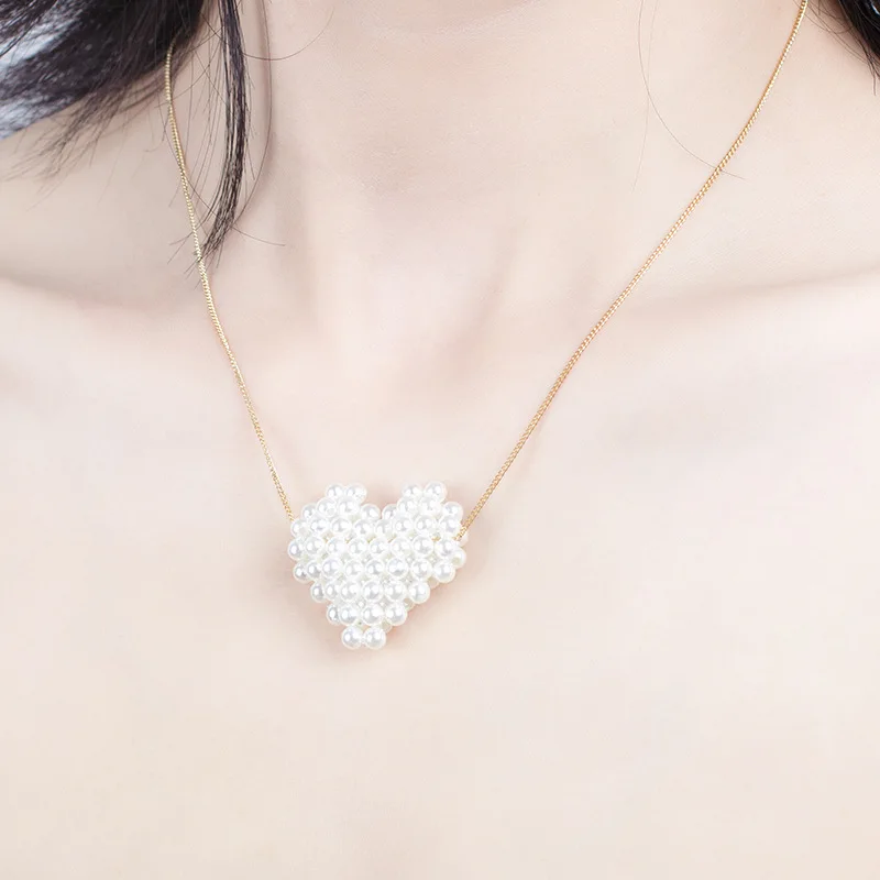 

Pearl Choker Necklace Women 2020 NEW Fashion Cute Gold Chain Heart Pearl Pendant Necklace Female Jewelry Wedding Girlfriend Gift