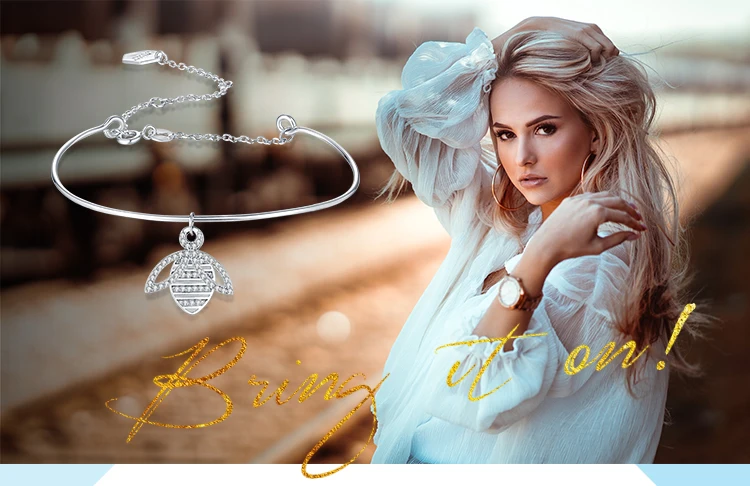 JewelryPalace мёд пчелы кубического циркония Регулируемый ссылка браслеты 925 пробы серебро для женщин Мода Браслеты для вечеринок ювелирный бренд