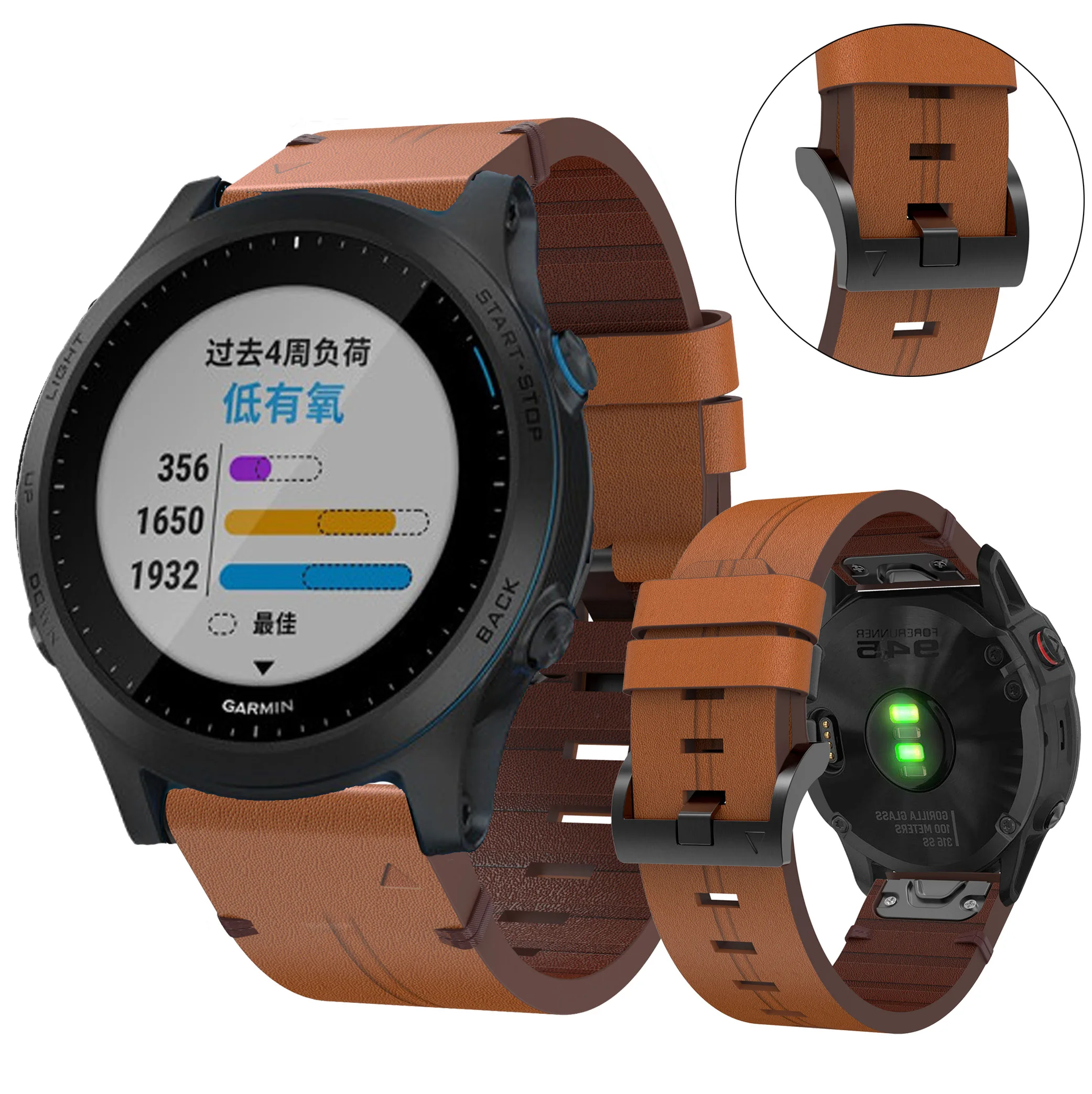 Ремешок из натуральной кожи для Garmin Forerunner 945 935 быстросъемный сменный Браслет 22 мм ремешок для наручных часов