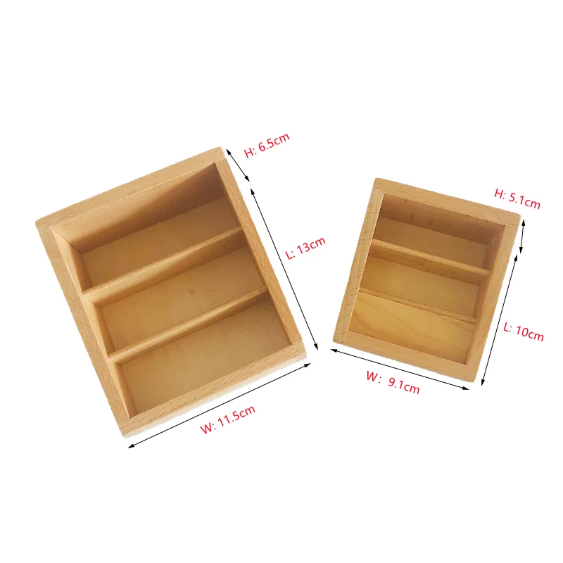 3 Sections Wooden Container for Cards Montessori Materials Mini Tray Organization Storage Box Language/ Culture Area Equipment 2