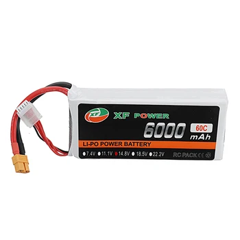 

XF POWER 14.8V 6000mAh 60C 4S Lipo Battery XT60 Plug for RC HPI HSP 1/8 1/10 Buggy RC Car Truck Axial Scx10