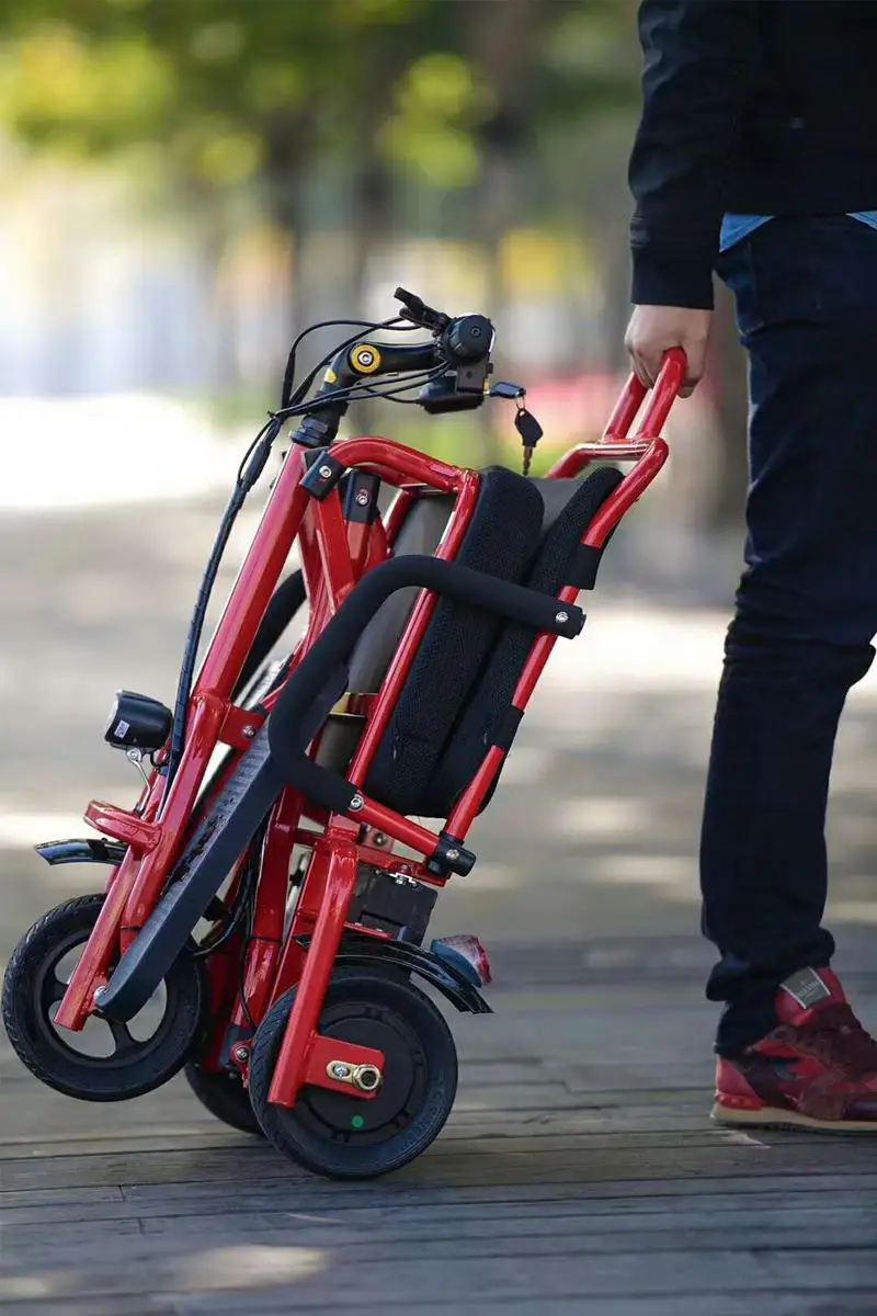 Электрический трицикл 3 колесных электрических скутеров 48V 350W складной электрический самокат с сиденьем для людей с ограниченными возможностями и стариками