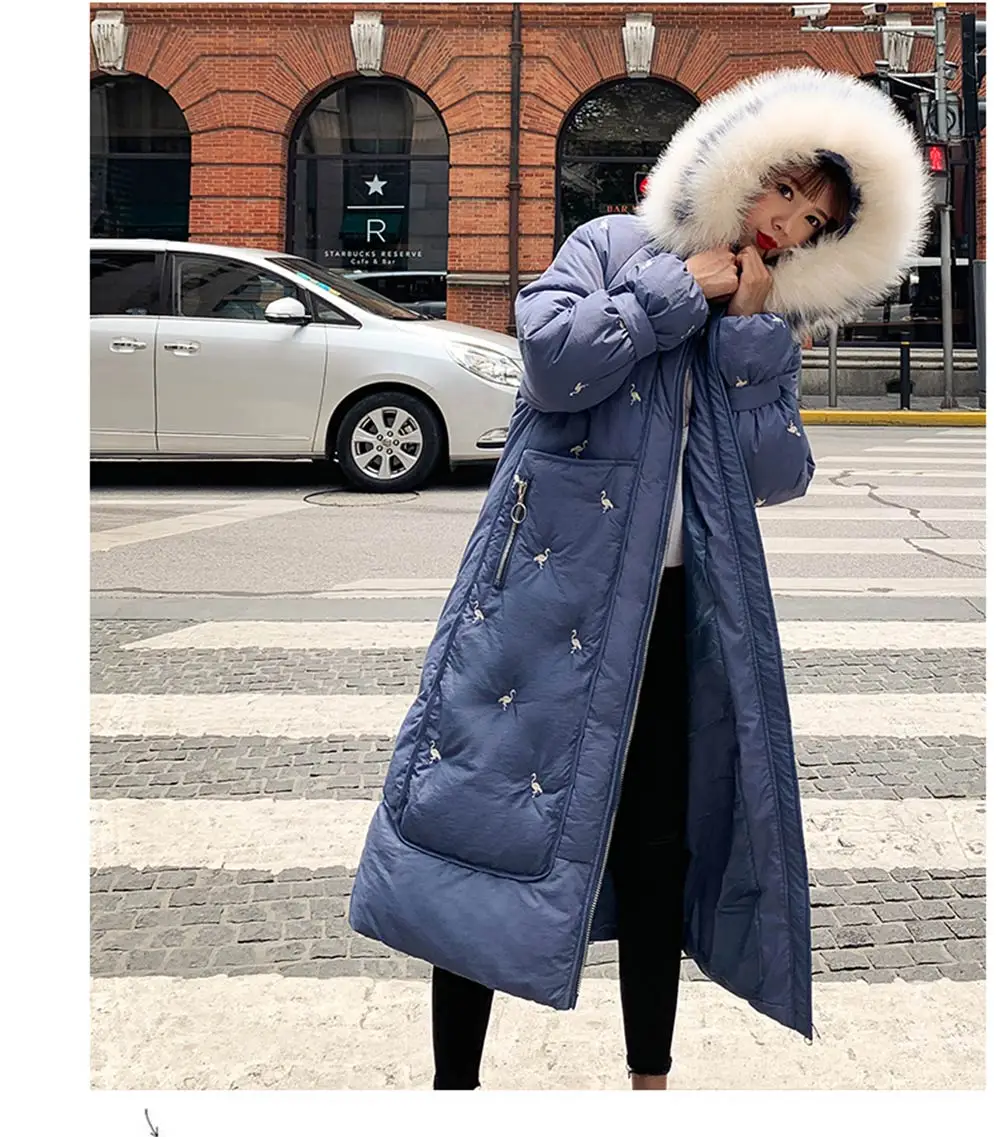 PinkyIsBlack/2019 женская зимняя куртка высокого качества, теплая утепленная длинная парка с капюшоном из искусственного меха, женские карманы