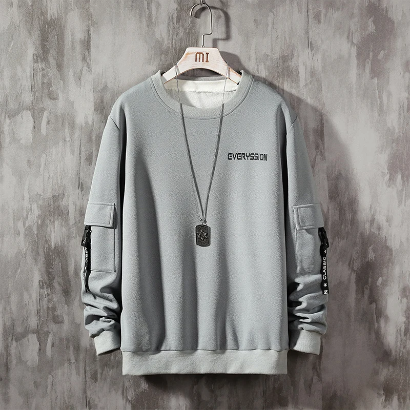 Koop EL BARCO Herfst Hip Hop Witte Mannelijke Sweatshirt Print Streetwear Grey Mannen Hoodies Tops Zachte Harajuku Zwarte Student Trui Jassen