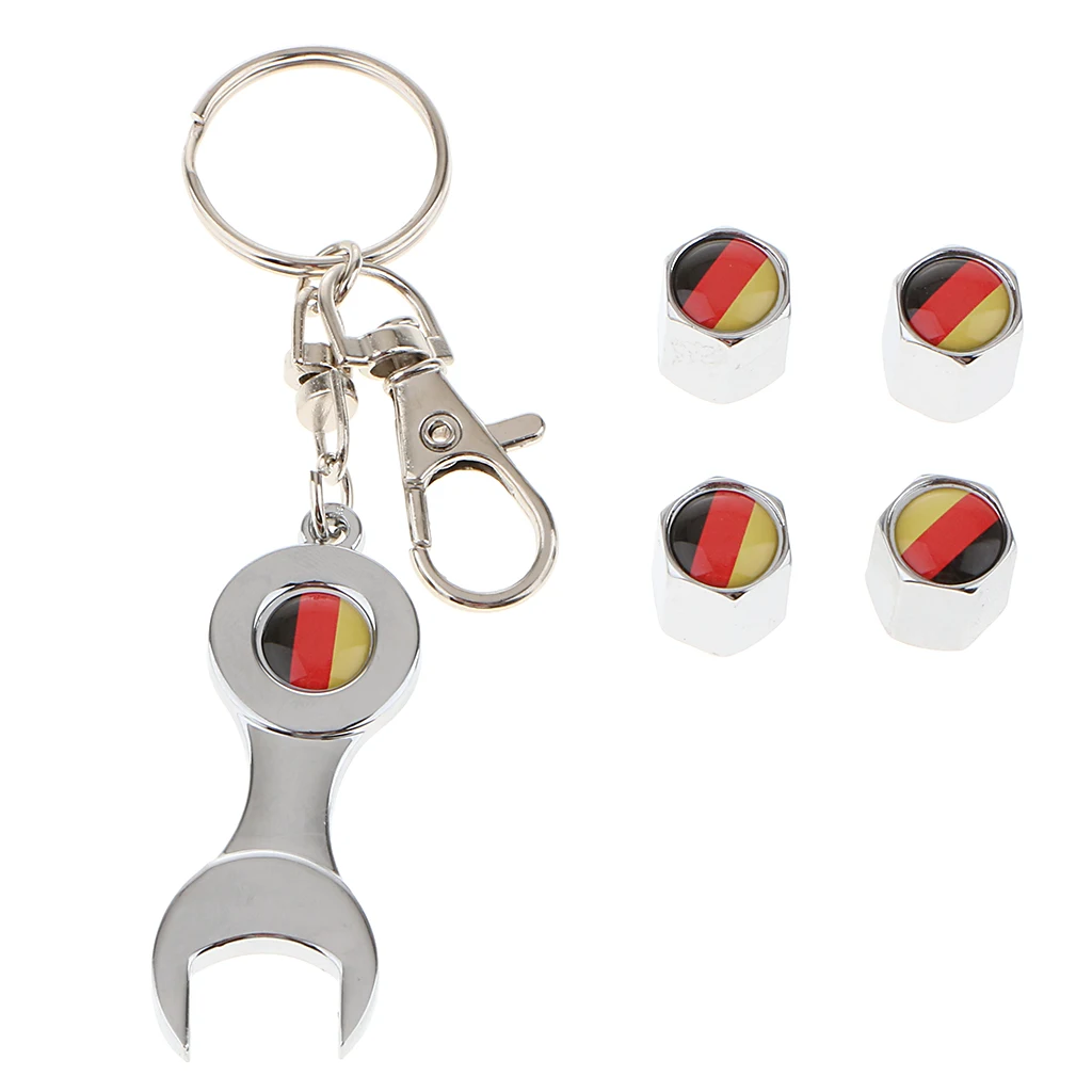 Car Wheel Tire Tyre Valve Stems Caps Air Cover +Wrench Keychain For BMW
