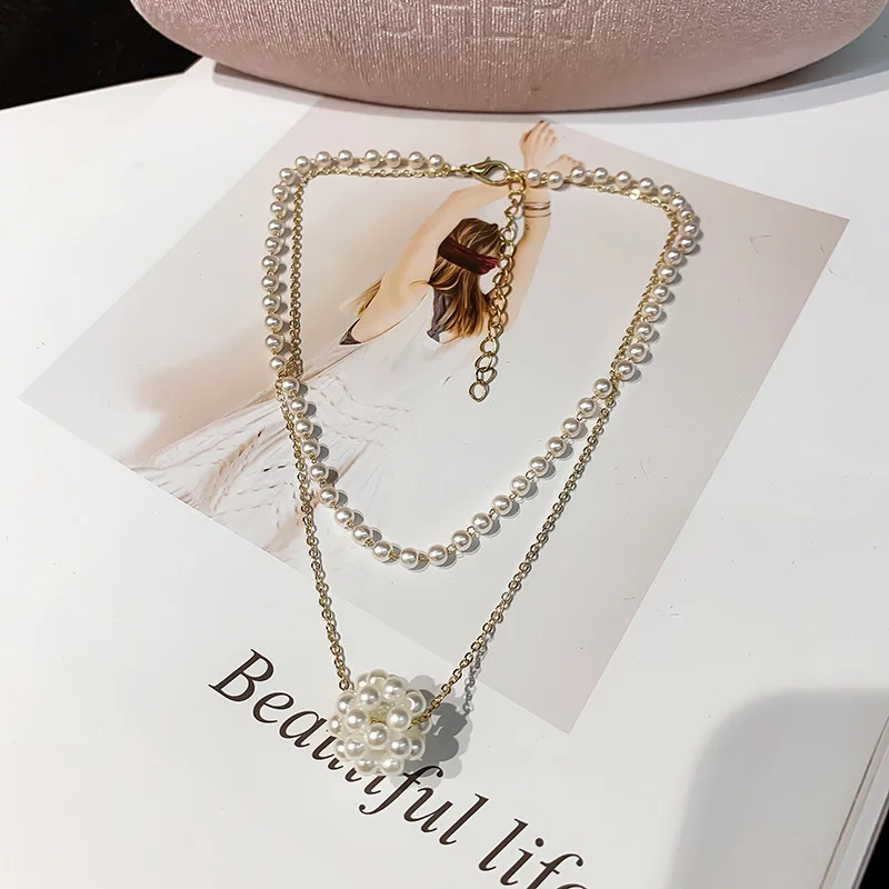 Корейская версия простой двойной жемчужный кулон ожерелье ключицы цепь для женщин модные трендовые вечерние подарки