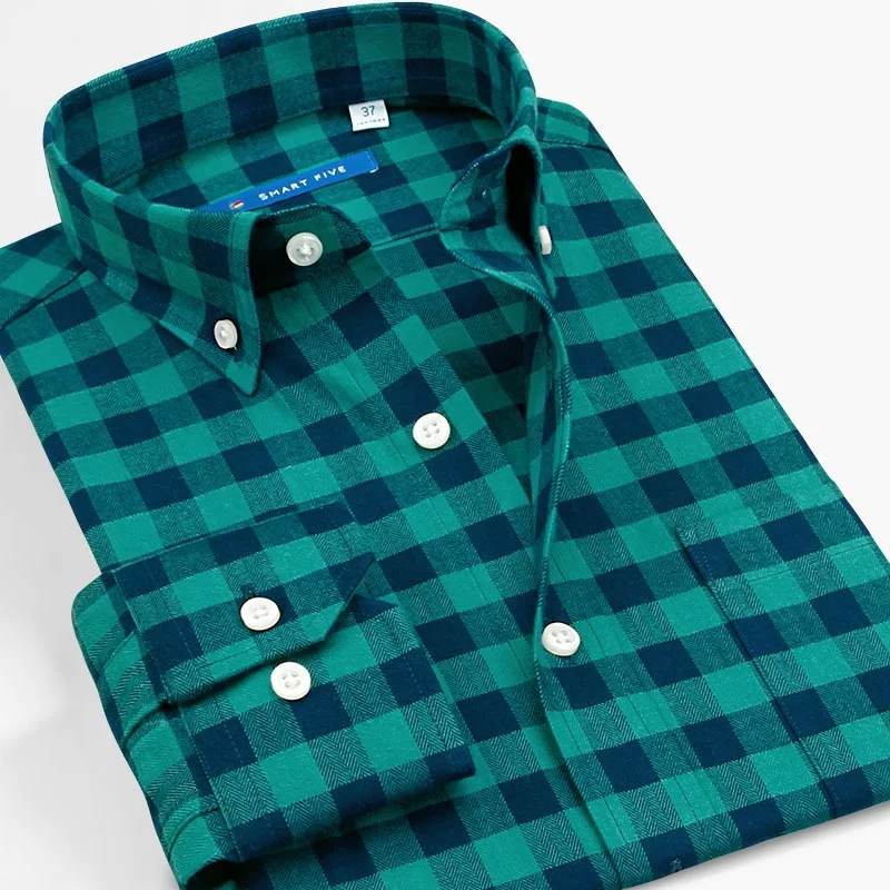 Smart Five, мужская клетчатая рубашка, хлопок, умная Повседневная рубашка, Camisa Masculina, приталенная, для бизнеса, офиса, для мужчин размера плюс, 4XL, 5XL, 6XL
