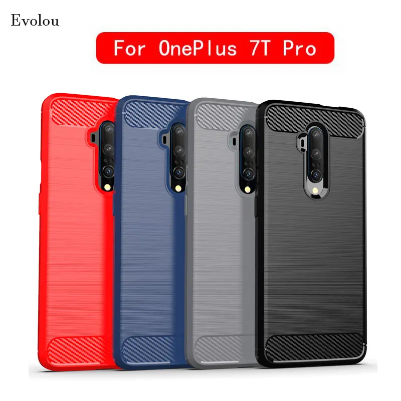 Мягкий силиконовый чехол-бампер из матового углеродного волокна для oneplus 7T Pro