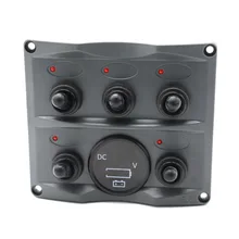 Стиль 12 В/24 В Модифицированная макетная панель 5 Группа ВКЛ-ВЫКЛ поворотный переключатель панель+ цветной вольтметр с экраном Инструкция книга