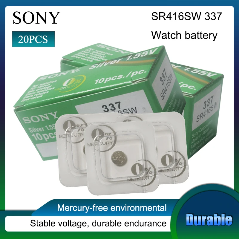 20PCS For Sony New LONG LASTING 1.55V 337 SR416SW 623 D337 V337 SP337