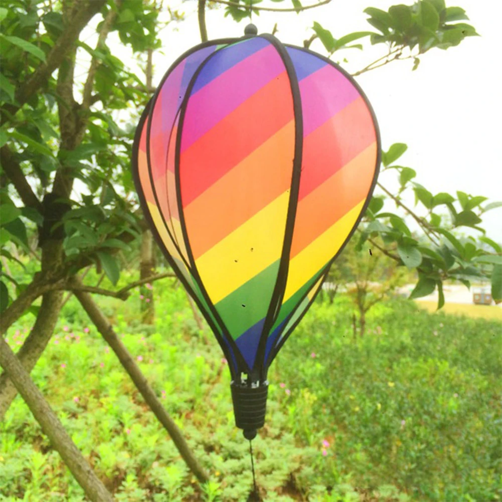Rainbow Striped Wind Spinner Windsock Hot Air Balloon Yard Outdoor Home Decor US 