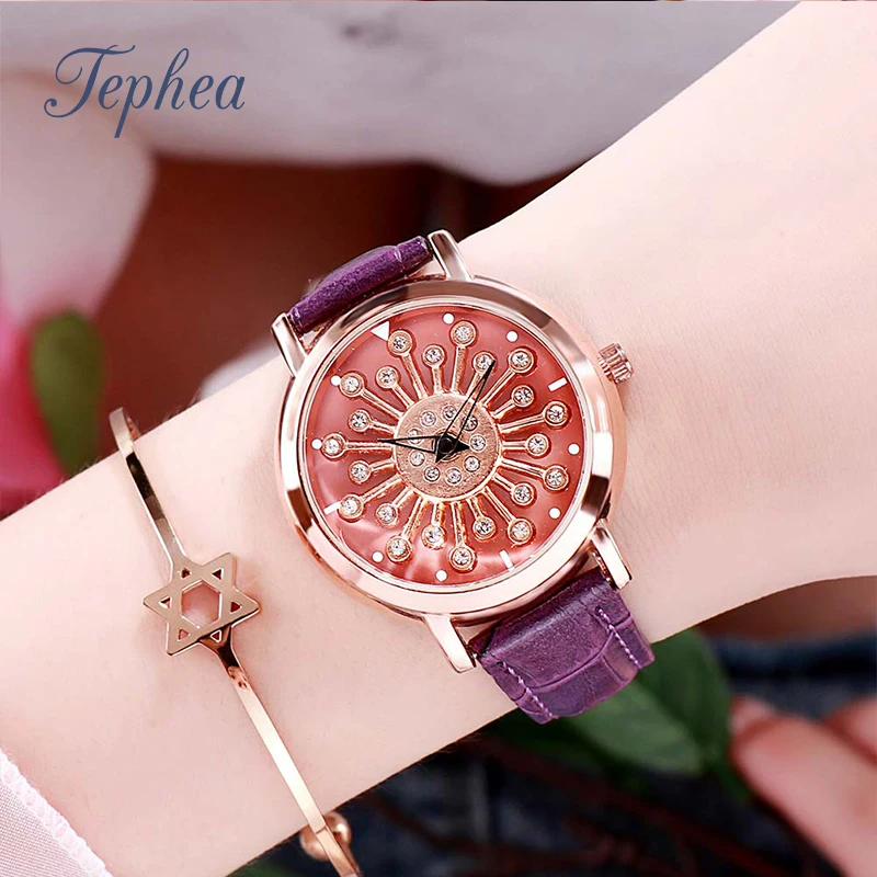 

Tephea Women Watches Rotating Magnetic Leather Wrist Watch Ladies Watch Female Quartz Wristwatch Relogio Feminino Reloj Mujer