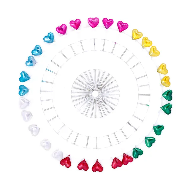 Colorful Heart MIUSIE Свадебный корсаж, популярные 30 шт., Красочные булавки для шитья, швейные инструменты, круглая жемчужная головка, высокое качество - Цвет: Colorful Heart