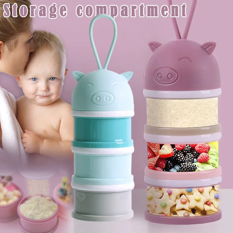 

Pack of 2 Convenient 3 Layers Milk Powder Box Portable Compartments Container High Quality