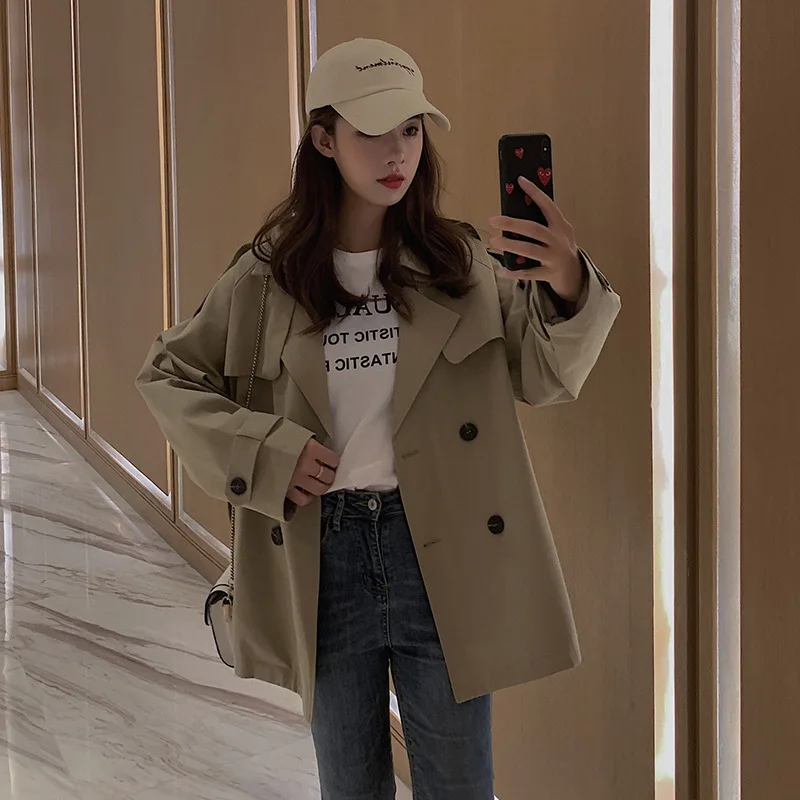 

2019 Autumn Clothing New Style Short-height Fashion Western Style Elegant Khaki Trench Coat Student Autumn Coat Women's