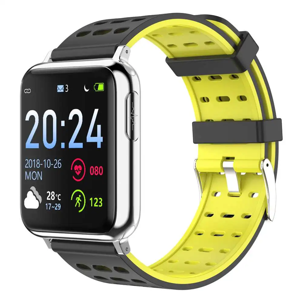 silver-yellow strap V5 ECG PPG SPO2 Смарт-часы кровяное давление кислородный спортивный браслет монитор сердечного ритма Мужские Женские умные часы для android IOS Xiaomi - Цвет: silver-yellow strap
