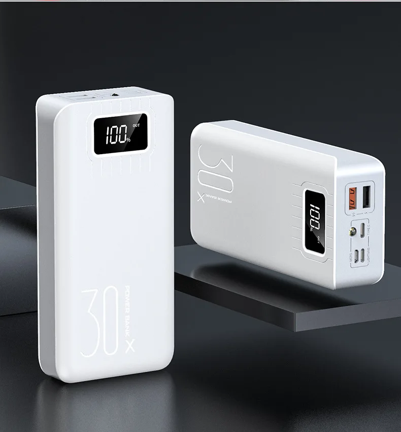 Xiaomi Mini power Bank с тремя входными портами, двойной USB внешний аккумулятор, быстрая зарядка для iphone, xiaomi, портативное зарядное устройство, power Bank - Цвет: White 30000mAh