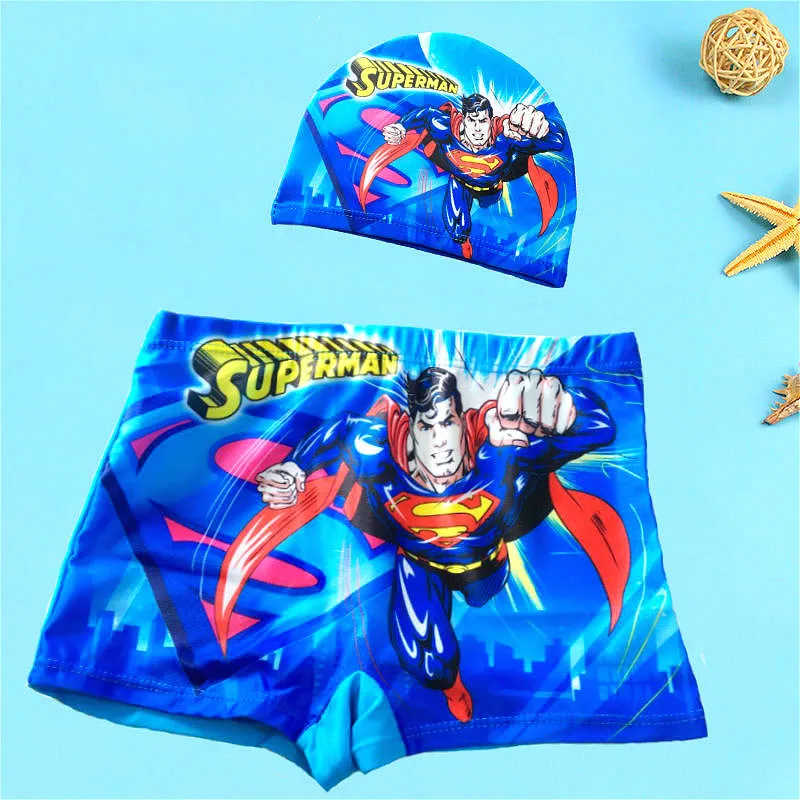 

2Pcs Boys Swimwear Pants + Cap ages 0 to 9 Kids Swimming Costume Boy Bathing Suits Swimming Shorts Cartoon Toddler Swim Trunks