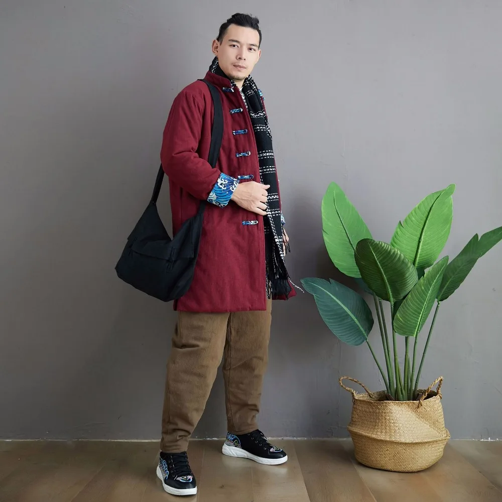 LZJN 2019 Winter Warm Men Thick Pants Double Layer Quilted Casual Pockets Male Winter Joggers Drawstring Cotton Linen Trousers (20)