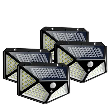 

MEW 4PCS 100 LED Solar Light Outdoor Solar Lamp Powered Sunlight 3 Modes Motion Sensor for Garden Decoration