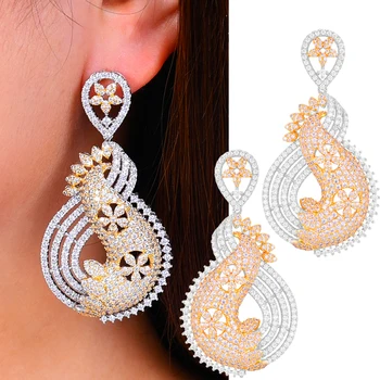 

African DUBAI Style Luxury Delicate Elegant Drop Pendant Earrings for Ladies Daily Party Jewelry AAA Cubic Zirconia High Quality