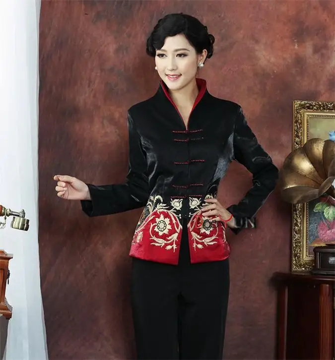 Ceny Gorąca Salf 2 kolor do wyboru hurt detal chiński kobiet jedwab satyna odzież kurtka płaszcz odzież wierzchnia kostium