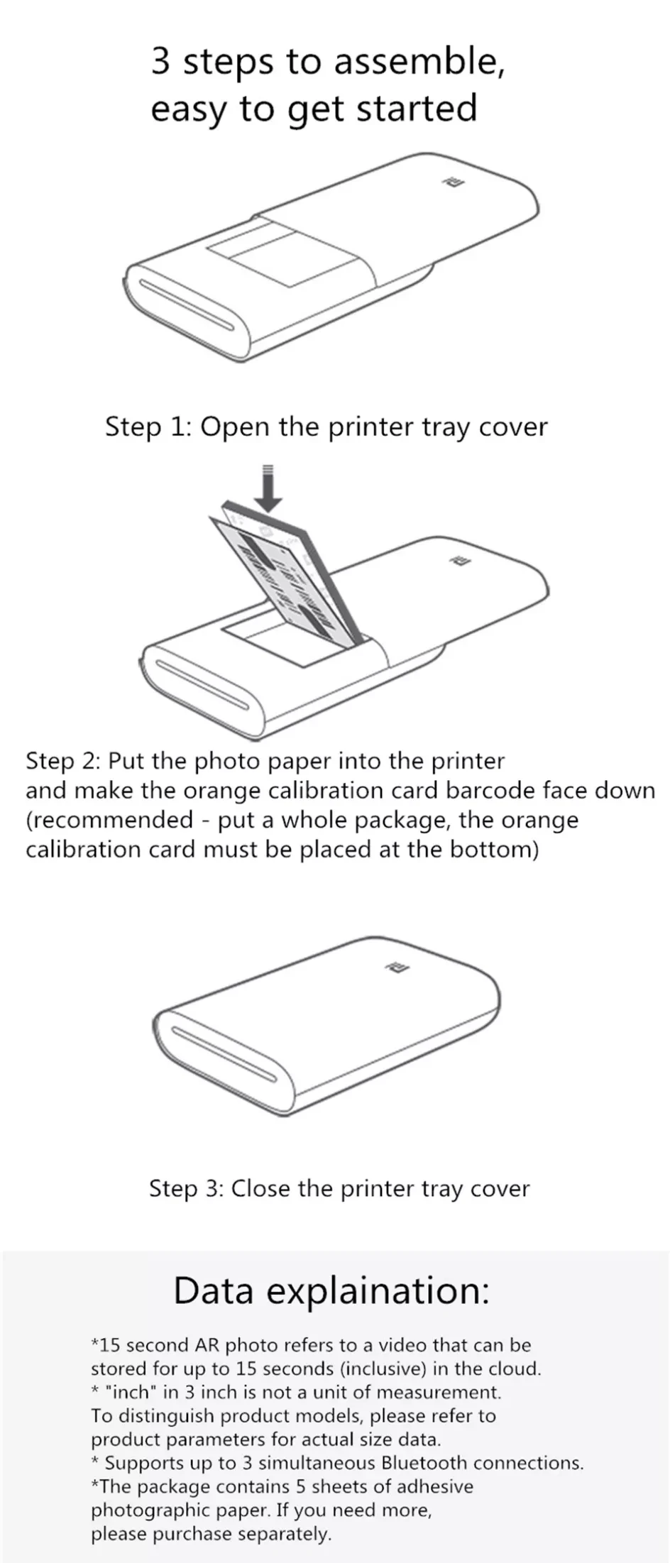 Xiaomi Портативный фотопринтер 313x400 точек/дюйм DIY поделитесь картинкой мини принтер Карманный принтер 5,0 BLE работа с приложением Mijia