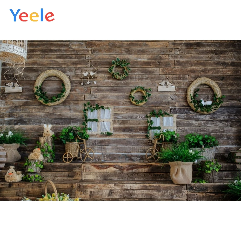 

Spring Farm Barn Wood Board Rabbit Grass Baby Shower Easter Backdrop Vinyl Photography Background For Photo Studio Photophone