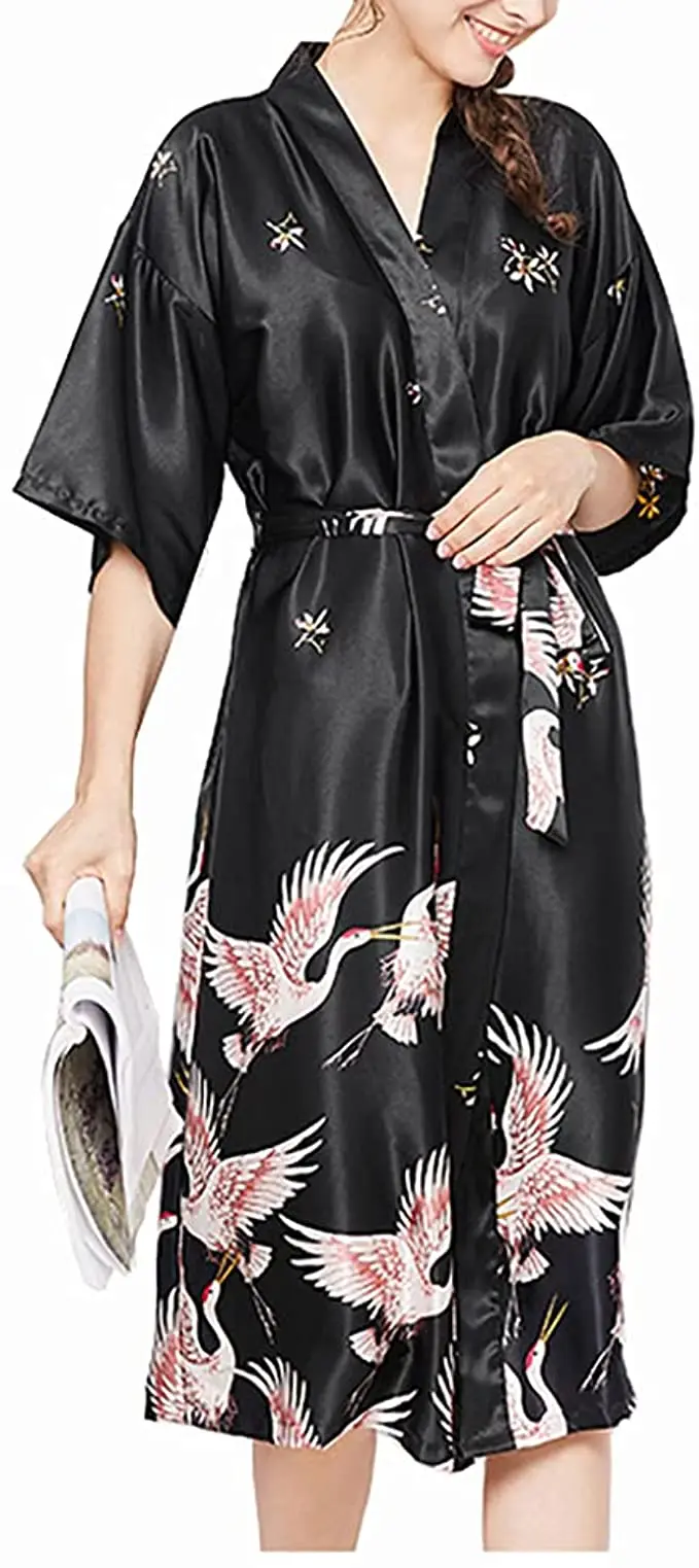 

Women's Peacock Kimono Robe Sexy Floral Bridal Bridesmaid Robes Woman Flower Party Wedding Long Sleepwear Bathrobe