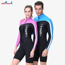 DIVE&SAIL Lycra Wetsuit Men Women Long Sleeve Trunk One Piece Wet Suits For Swimming Jumpsuit Surfing Rash Guards