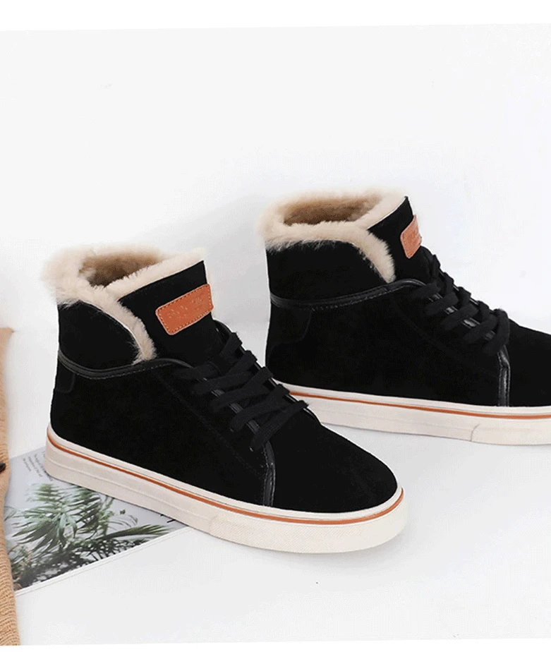 Winter Shoes Women Fashion Platform Sneakers Trending Female Solid Color Short Plush High Top Sneakers