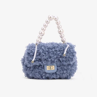 blue Роскошная женская сумочка из овечьей шерсти, модный дизайнерский клатч, вечерняя сумочка, бусины из перламутра, Сумка с верхней ручкой, сумка-тоут, в форме клетки вечерние сумки - Цвет: blue