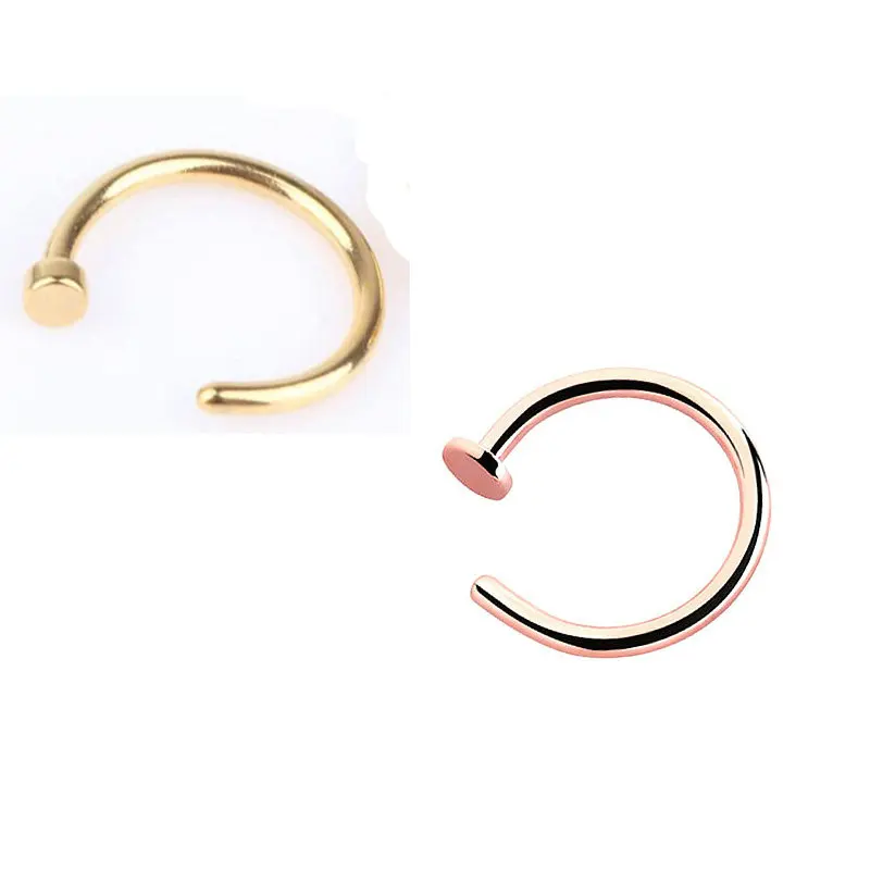 2 шт./лот поддельная перегородка из медицинского титана для носа кольцо из нержавеющей стали кольца для носа для женщин нос шпильки для пирсинга ювелирные изделия для подарка - Окраска металла: Gold and RG