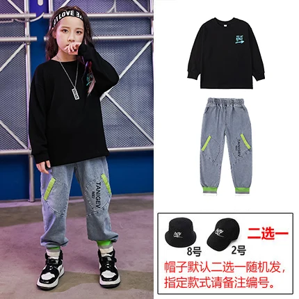 2020 Boys Hip-Hop Dance Clothes Kids Summer Loose Long-Sleeved T-Shirt Vest Jean Pants Children Jazz Street Wear Stage Outfits (5)