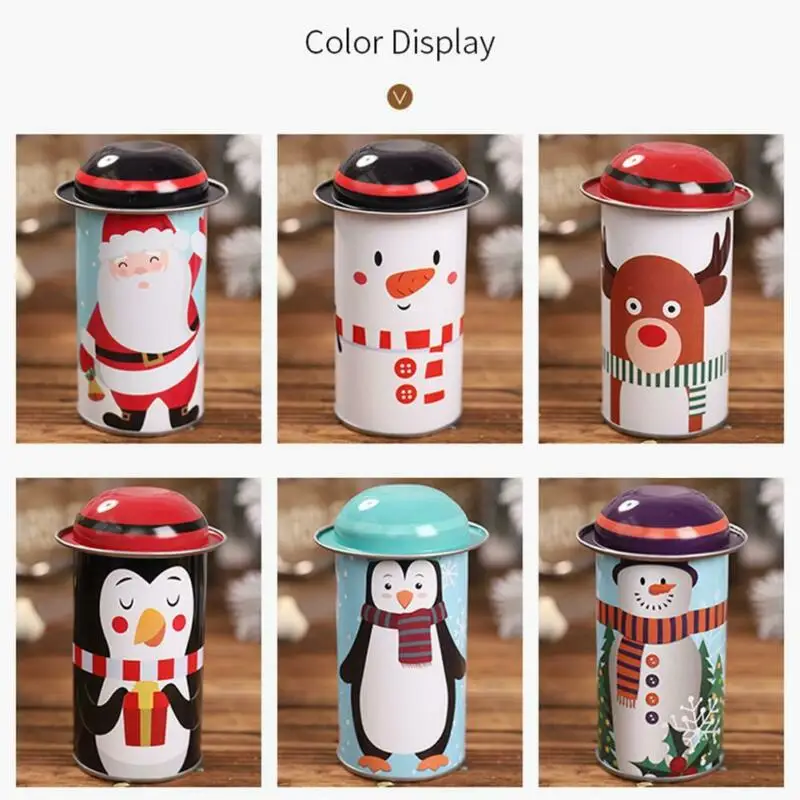 1Pc Random Style Christmas Candy Empty Gift Box Storage Box Can Case Organizer Tins Jar Santa Snowman Decor Xmas Gift